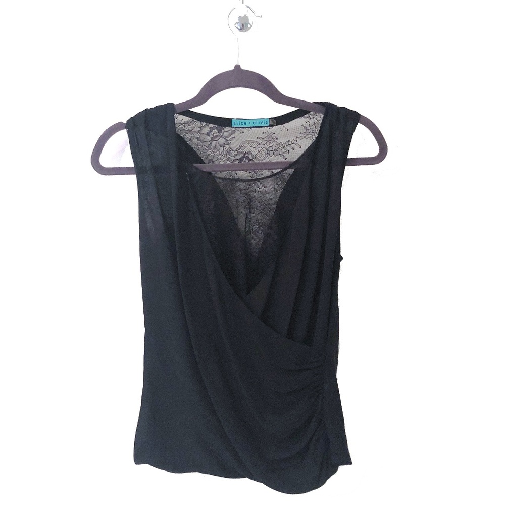 Lace Sleeveless Surplice Blouse | Alice + Olivia